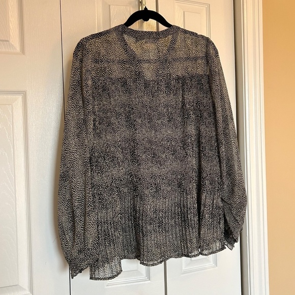 NWOT Fransa Plisse Black/Cream Abstract Print Long Sleeve Blouse Size L - Picture 5 of 17